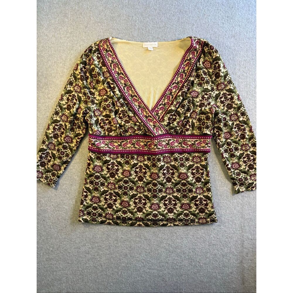 Boho Cottagecore floral whimsigoth paisley 3/4 sleeve blouse Charter Club L